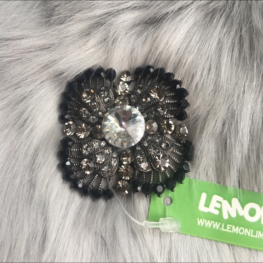 Black brooche with crystals,  NWT